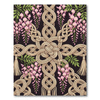 Macrame Wisteria Knot Braided Floral Black Rug
