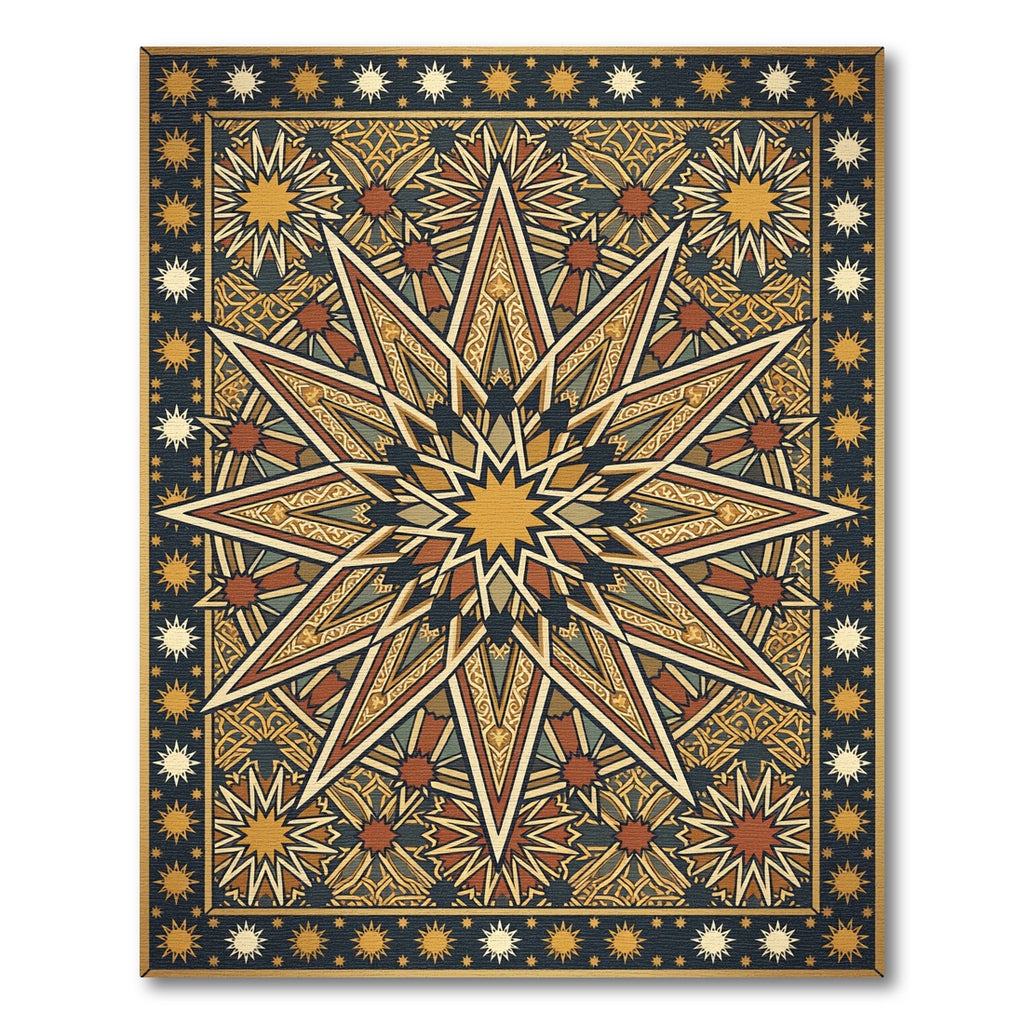 Intricate Starburst Geometric Medallion Rug