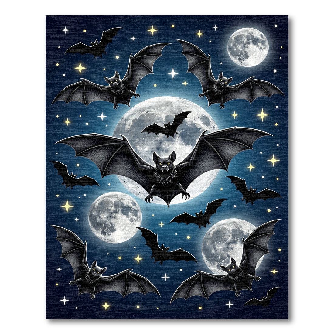 Midnight Bat Moonlit Starry Sky Rug