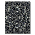Sophisticated Charcoal Monochrome Floral Mandala Rug