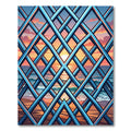 Blue Geometric Lattice Sunset Ocean View Rug