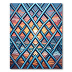 Blue Geometric Lattice Sunset Ocean View Rug