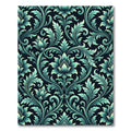 Elegant Teal Floral Damask Swirl Rug