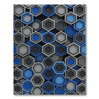 Modern Cobalt and Slate Geometric Hexagon Rug