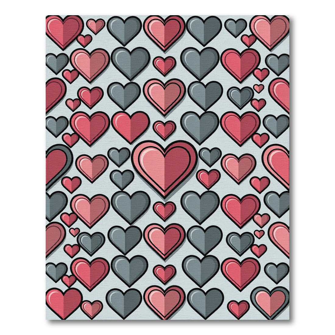 Charming Pink and Gray Heart Wallpaper Rug