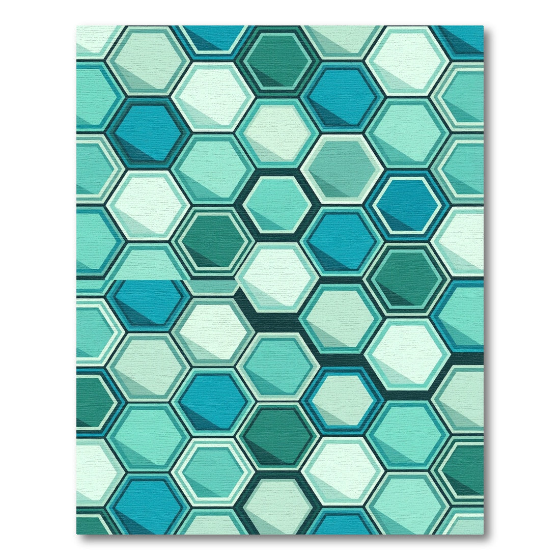 Sophisticated Teal Geometric Hexagon Rug