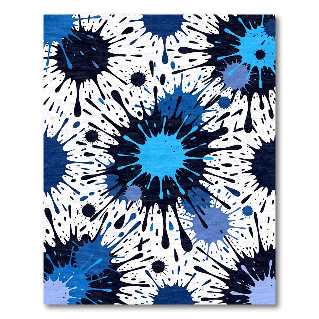 Modern Navy and Azure Ink Splash Rug