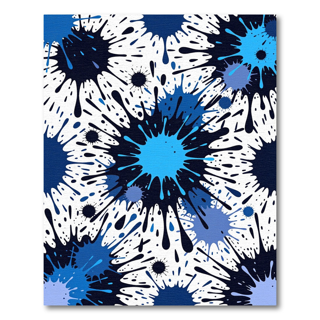 Modern Navy and Azure Ink Splash Rug