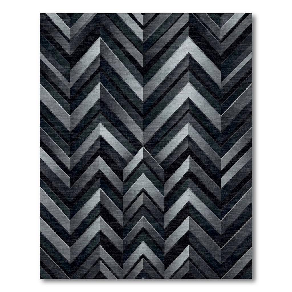 Modern Charcoal Geometric Chevron Art Rug