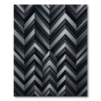Modern Charcoal Geometric Chevron Art Rug