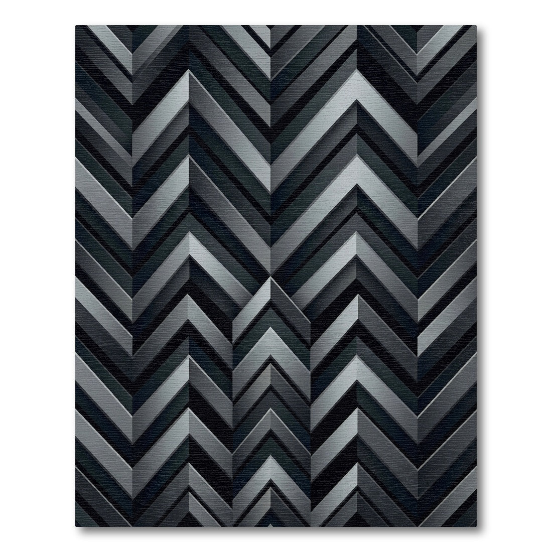 Modern Charcoal Geometric Chevron Art Rug
