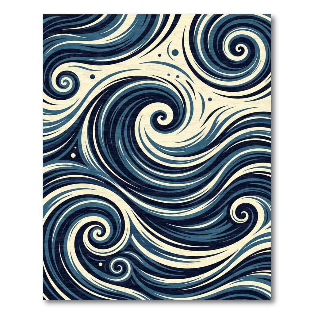 Deep Blue Swirls Ocean Wave Rug