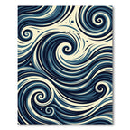 Deep Blue Swirls Ocean Wave Rug