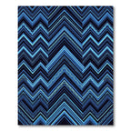 Deep Blue Geometric Chevron Zigzag Rug