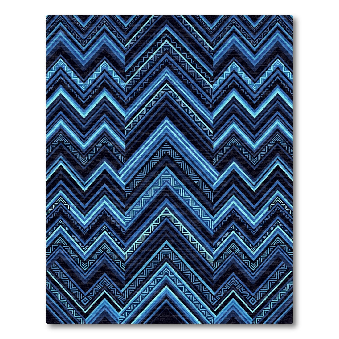 Deep Blue Geometric Chevron Zigzag Rug