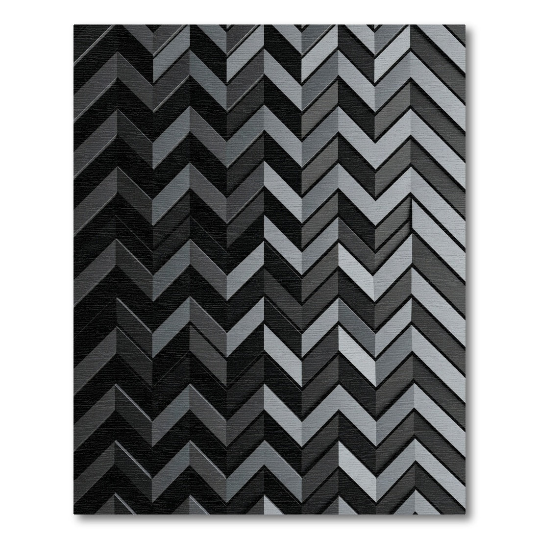 Charcoal Gray Chevron Geometric Ribbed Rug