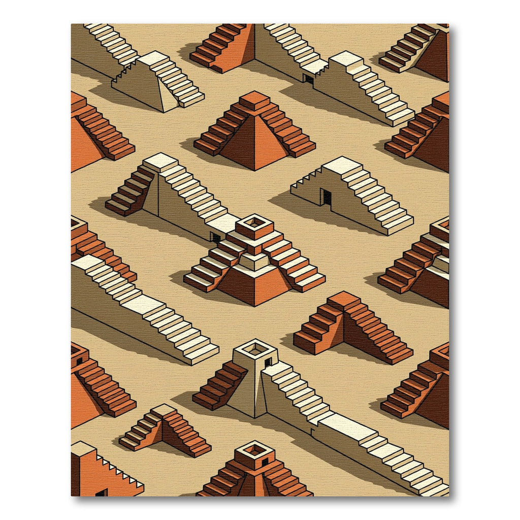 Terracotta Steps Isometric Composition Rug