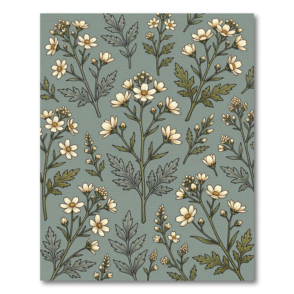 Sage Green Botanical Wildflower Meadow Rug