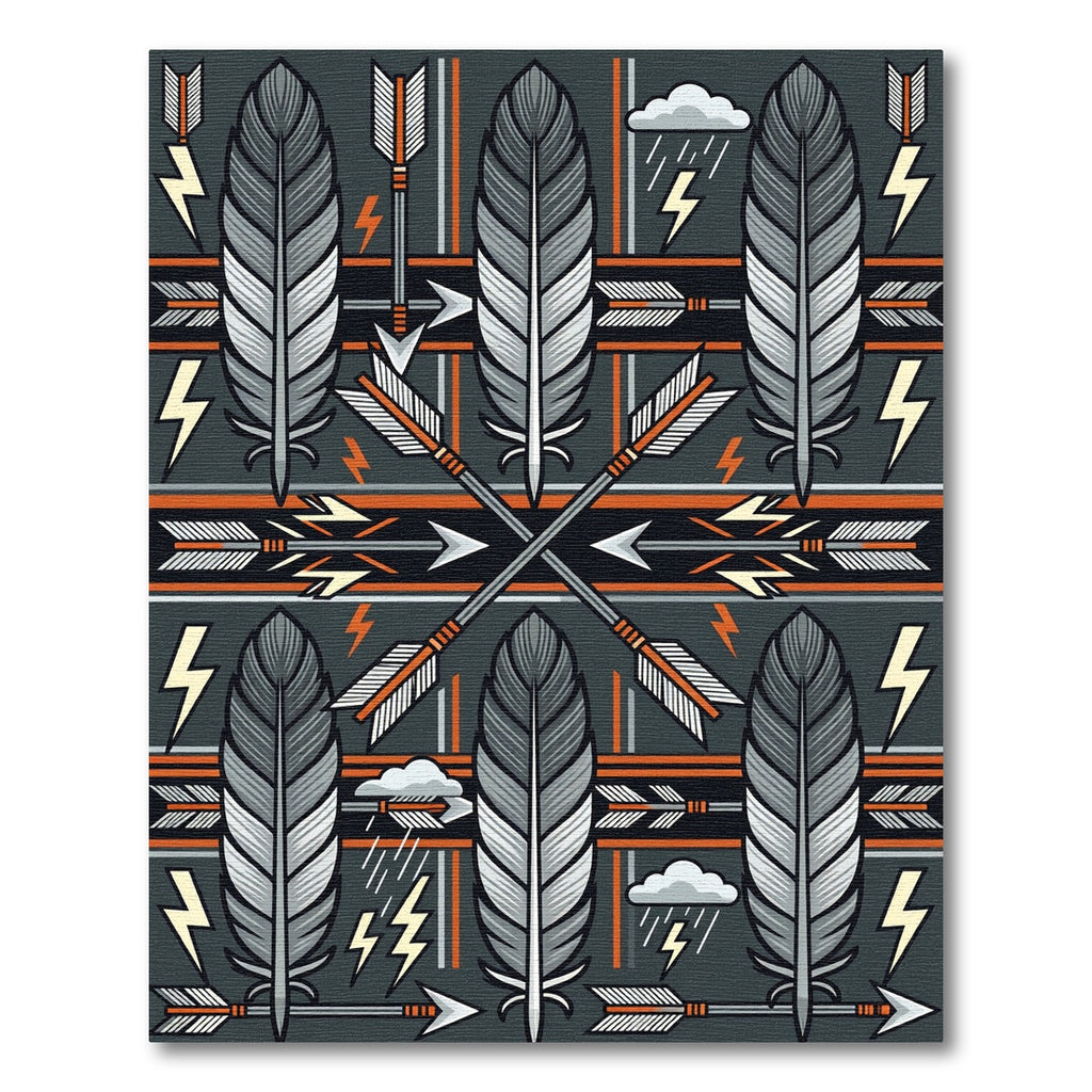 Gray Feather Arrow Tribal Stripe Rug