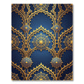 Royal Blue Golden Filigree Arch Rug