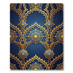 Royal Blue Golden Filigree Arch Rug