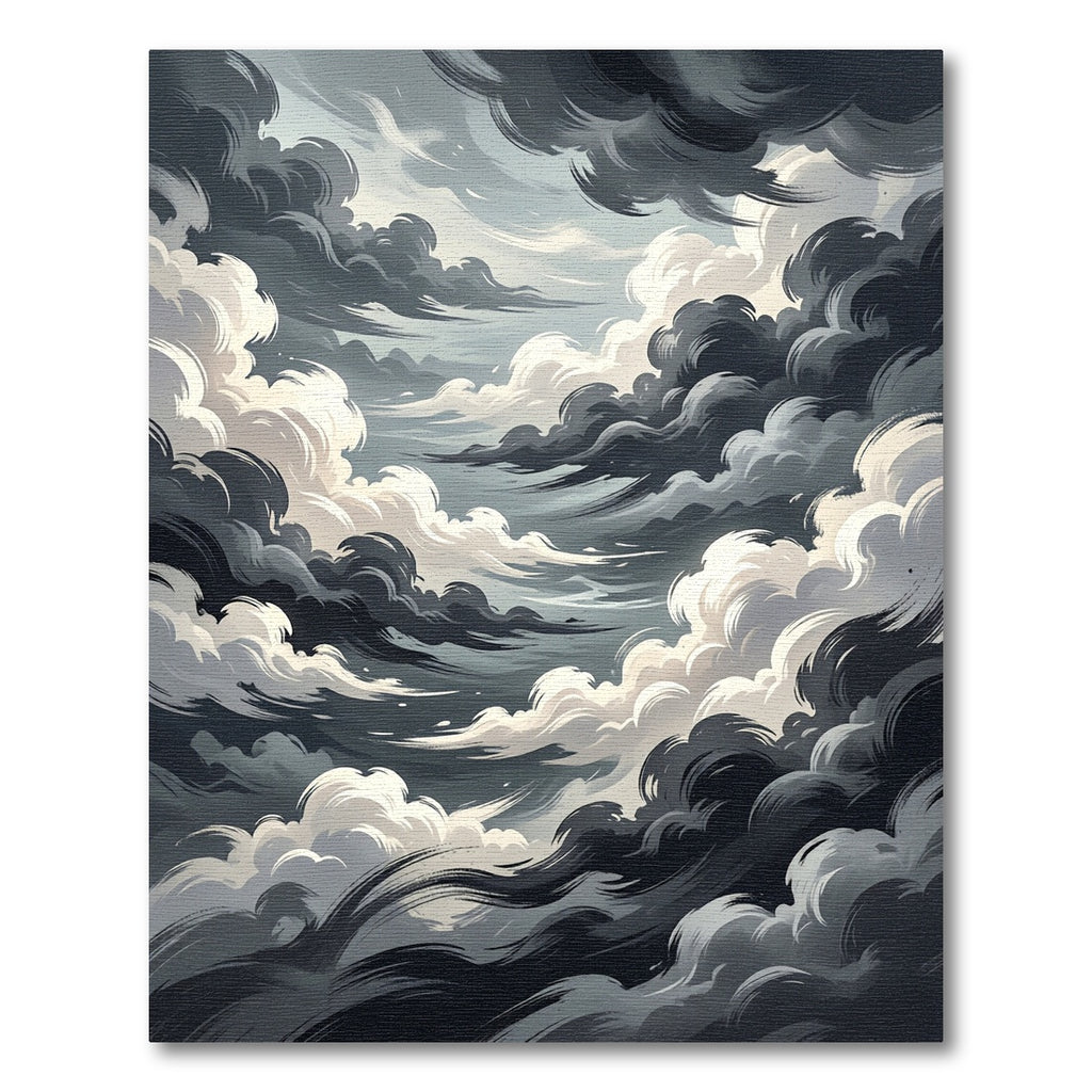 Dramatic Gray Stormy Sky Swirls Rug