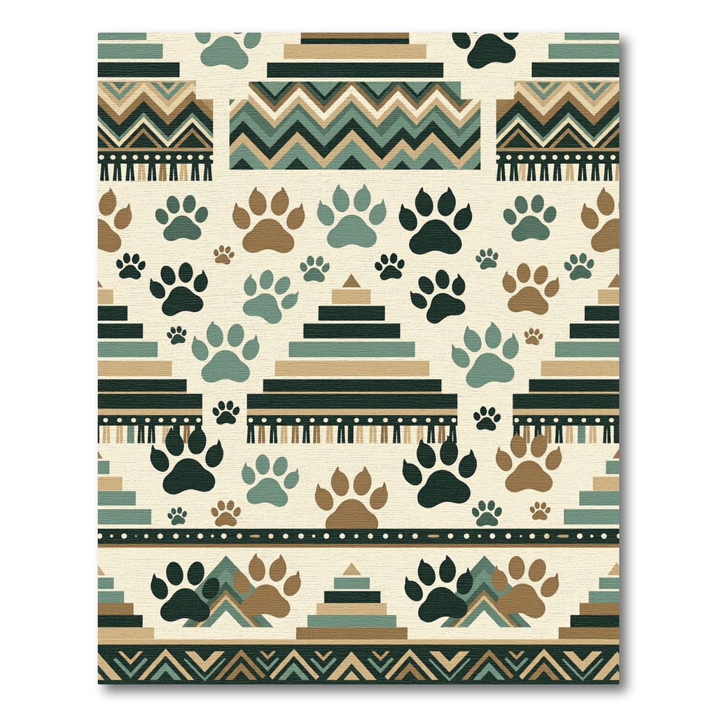 Earth Tone Geometric Paw Animal Rug