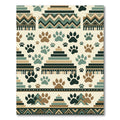 Earth Tone Geometric Paw Animal Rug