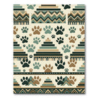 Earth Tone Geometric Paw Animal Rug