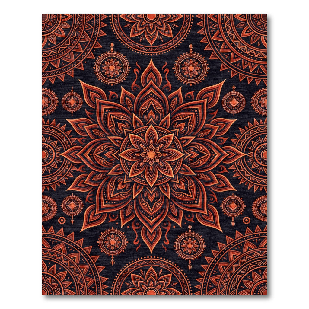 Intricate Crimson Mandala Repeat Rug