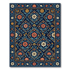 Midnight Navy Floral Diamond Mosaic Rug