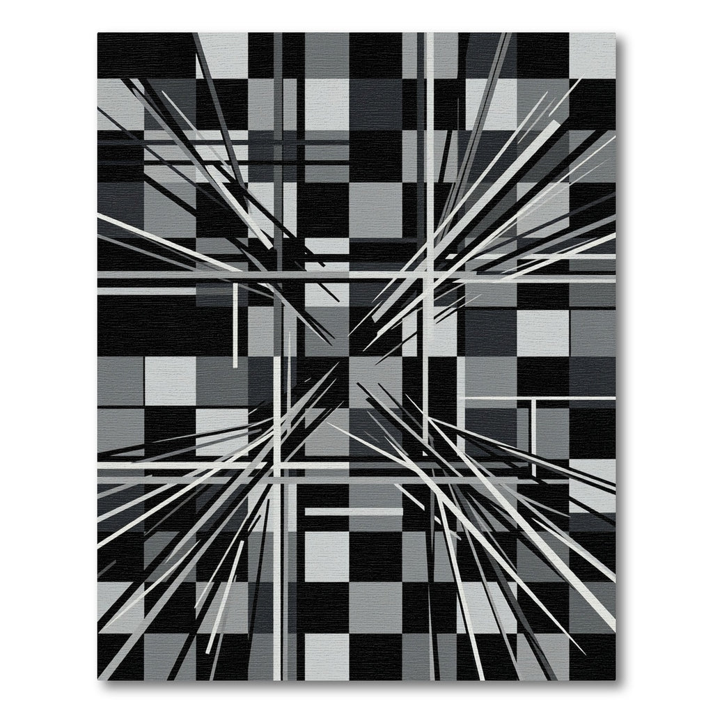 Modern Monochrome Geometric Linear Abstract Rug