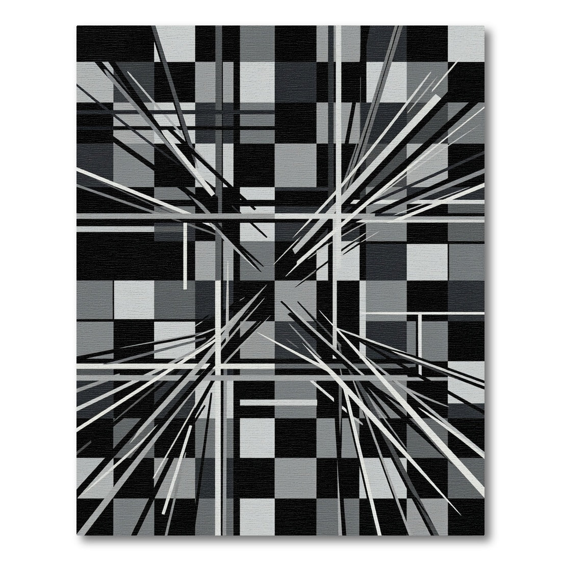 Modern Monochrome Geometric Linear Abstract Rug