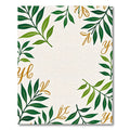 Golden Script Green Leaf Frame Rug
