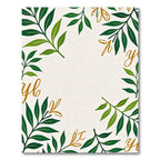 Golden Script Green Leaf Frame Rug