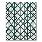 Dark Emerald Geometric Lattice Grid Rug