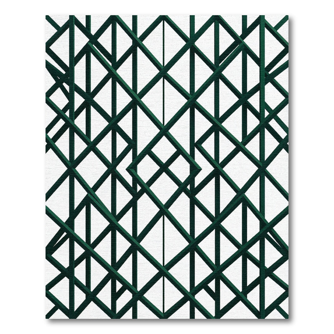 Dark Emerald Geometric Lattice Grid Rug