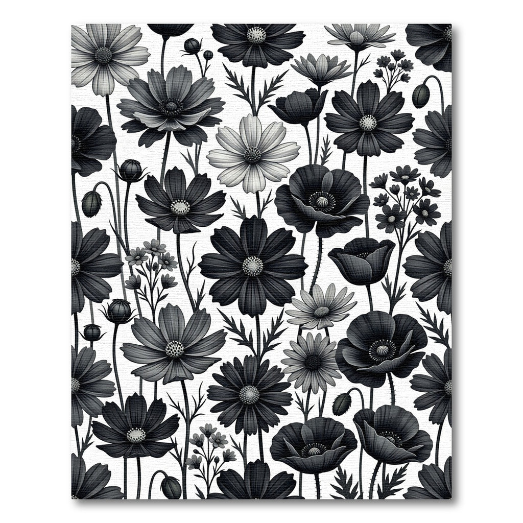 Monochromatic Floral Field Garden Rug