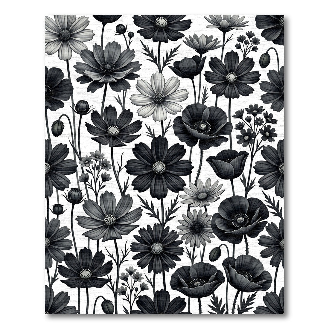 Monochromatic Floral Field Garden Rug