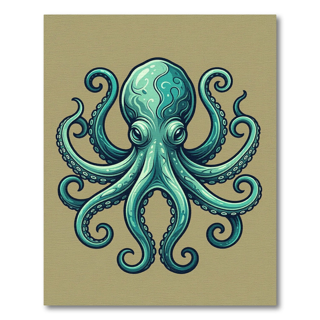 Majestic Teal Octopus Ocean Creature Rug