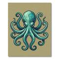 Majestic Teal Octopus Ocean Creature Rug