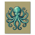 Majestic Teal Octopus Ocean Creature Rug