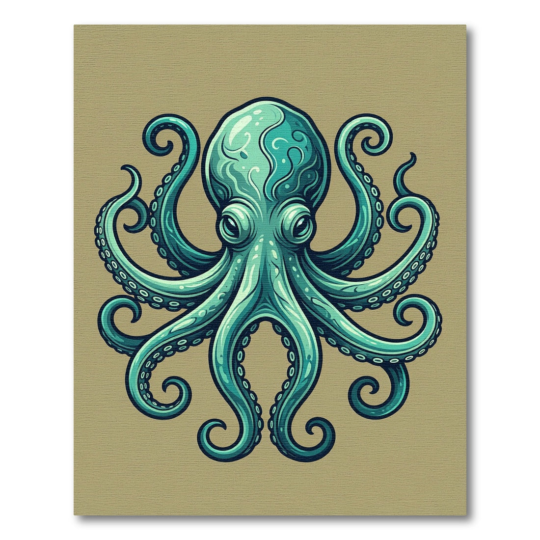 Majestic Teal Octopus Ocean Creature Rug