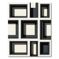 Modern Monochrome Geometric Block Square Rug