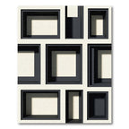 Modern Monochrome Geometric Block Square Rug