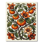 Vibrant Orange Persimmon Floral Garland Rug