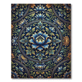Intricate Blue Floral Medallion Tile Rug
