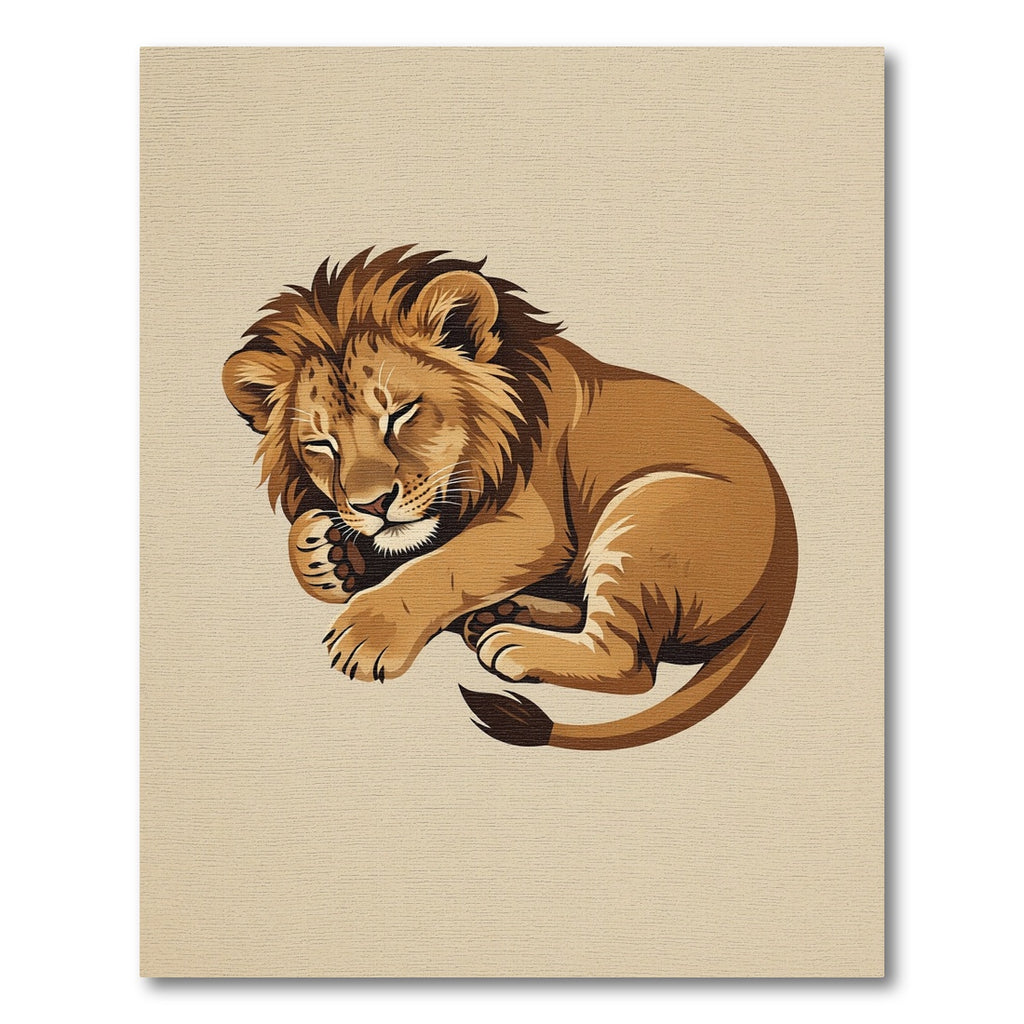 Serene Sleeping Lion Cubs Illustration Rug