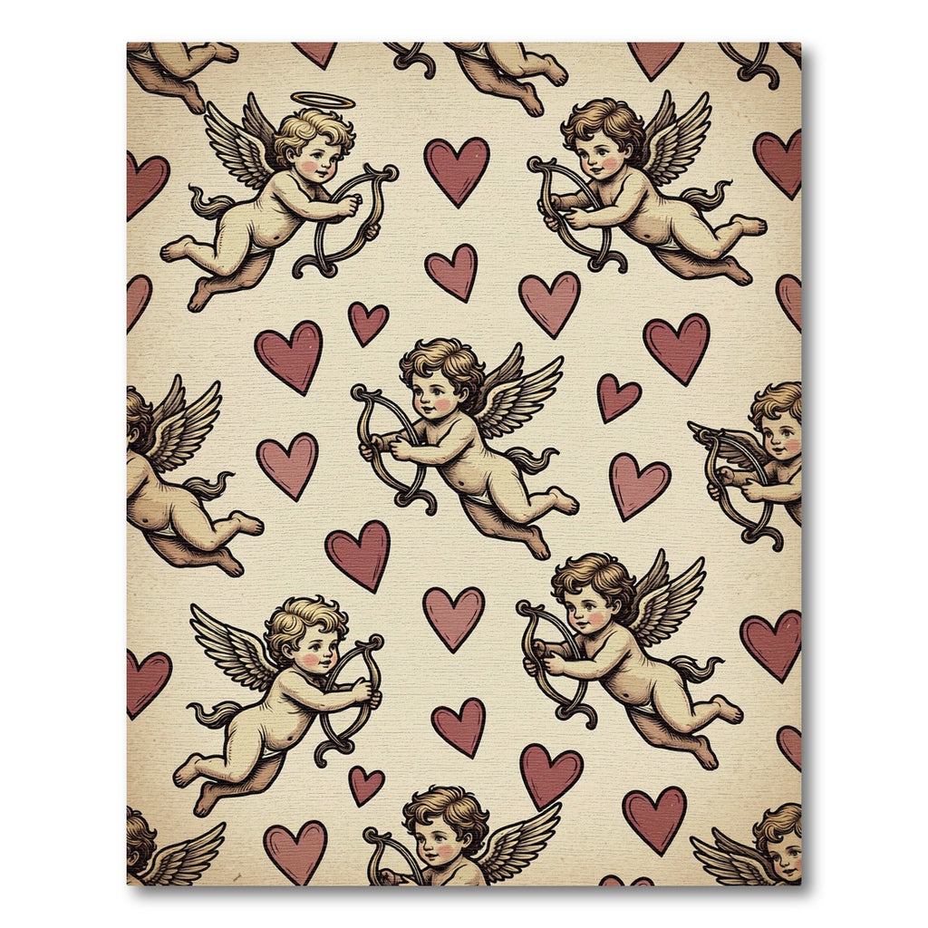 Cherubic Cupids Heart Pattern Rug