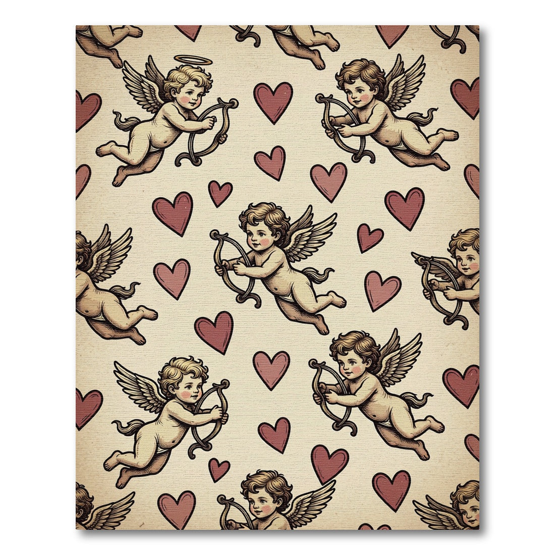 Cherubic Cupids Heart Pattern Rug